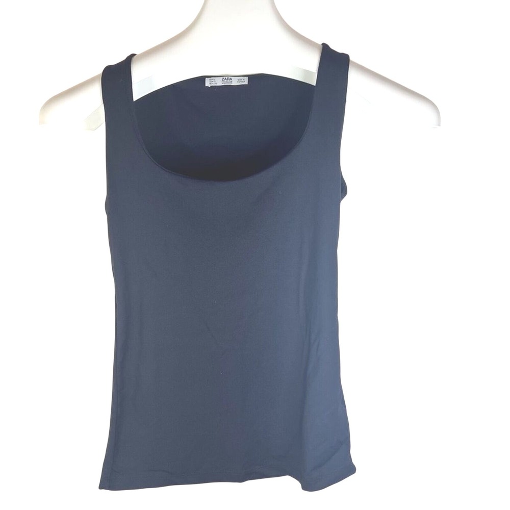 Zara Womens Basic Quality Tank With Support Layer Size Small Black